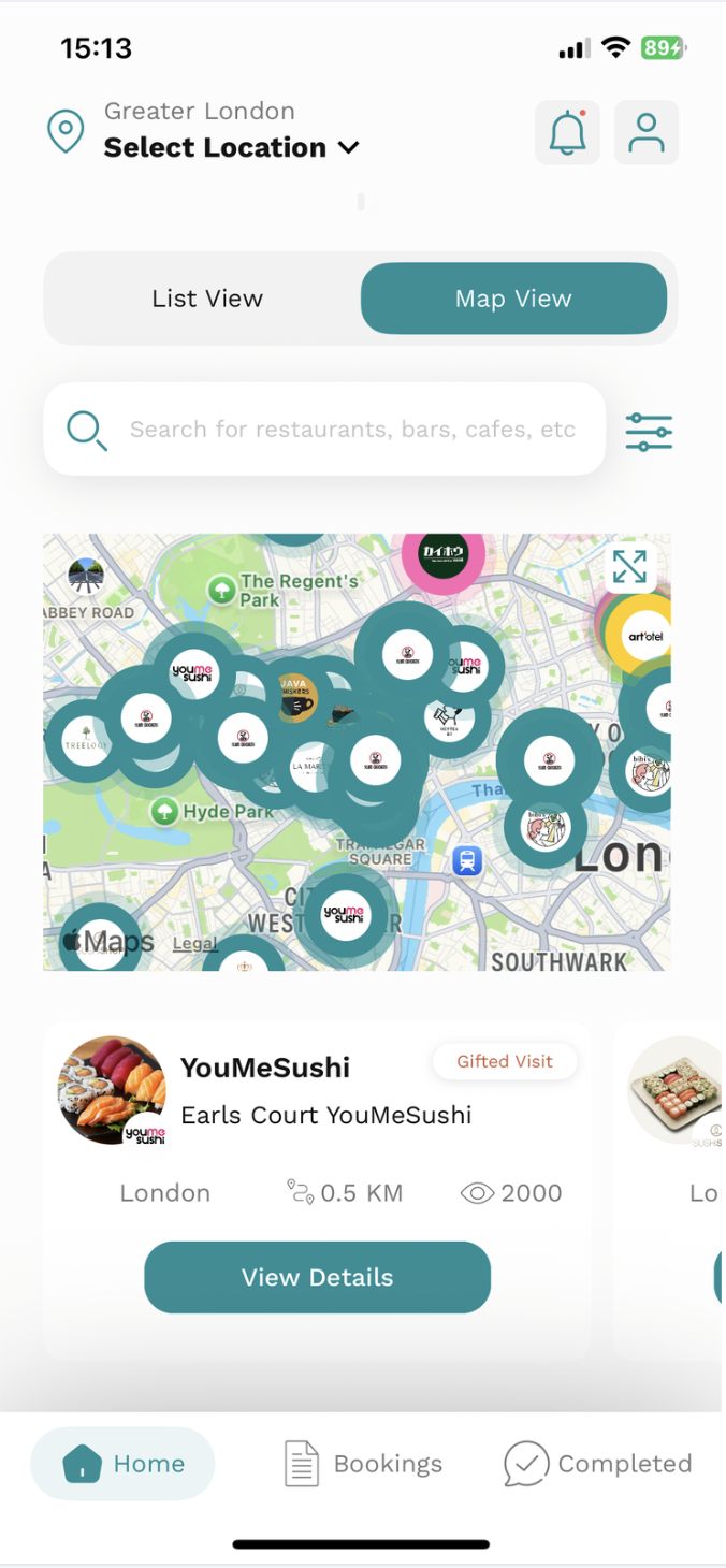 Promote app showing nearby campaigns on the map